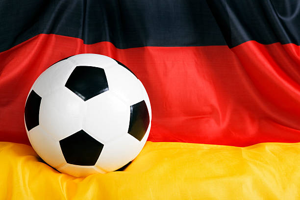 istock Soccer ball on German flag 123201066