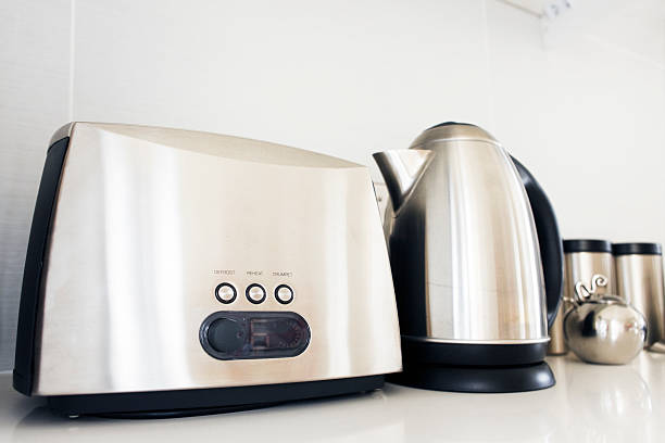 istock Toaster, kettle and jars in brushed stainless steel 123201140