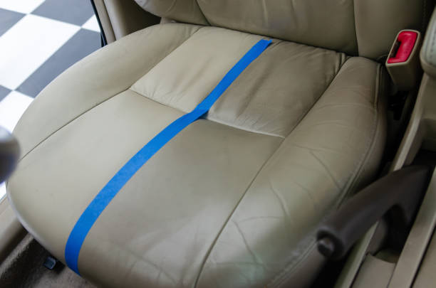 Leather car seats are dirty Before and after the leather seat cleaning service leather care stock pictures, royalty-free photos & images