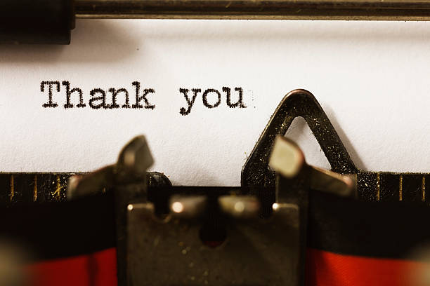 istock "Thank you" on vintage manual typewriter 123201586