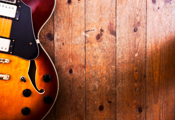 istock Jazz blues guitar on wood 123201760