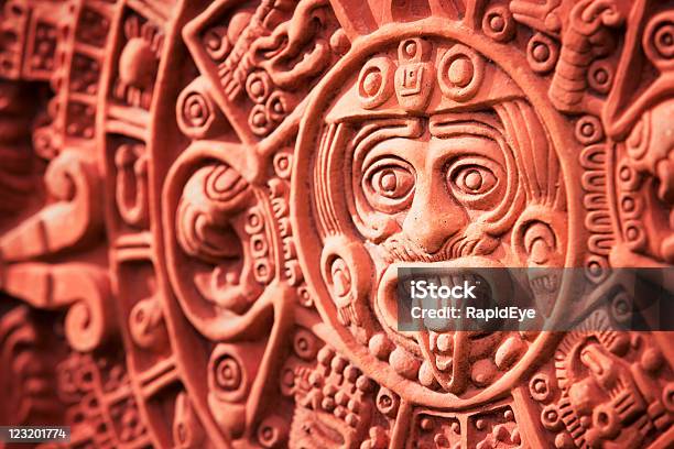 Aztec Calendar Stone Of The Sun Stock Photo - Download Image Now - Mayan, Aztec Civilization, Calendar