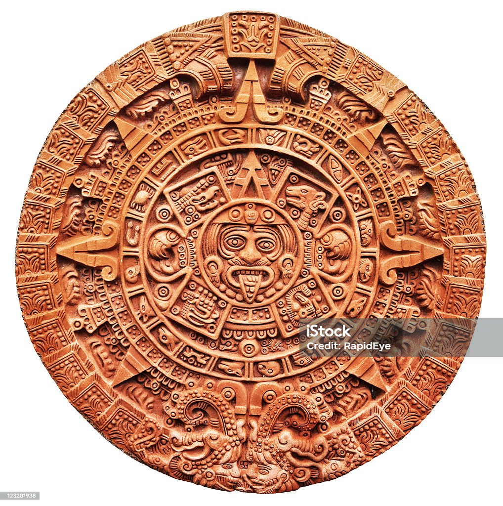 Aztec Kalender Stone of the Sun - Lizenzfrei Aztekisch Stock-Foto