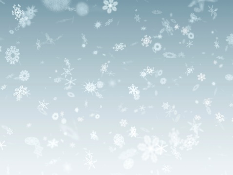 Magical winter snowfall blizzard. Large snowflakes with hand-made patterns.