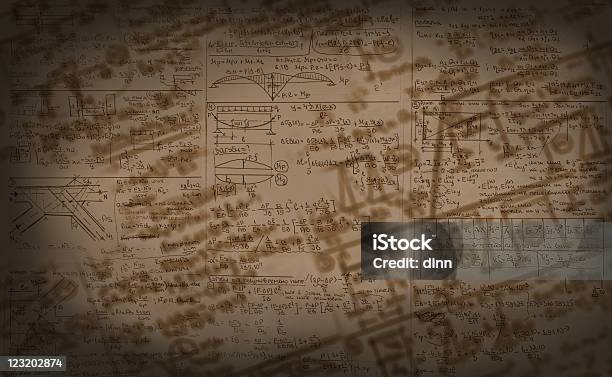 Authentic Handwritten Schemes And Formulas Background Stock Photo - Download Image Now