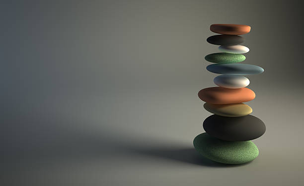 Colorful stack of pebbles stock photo