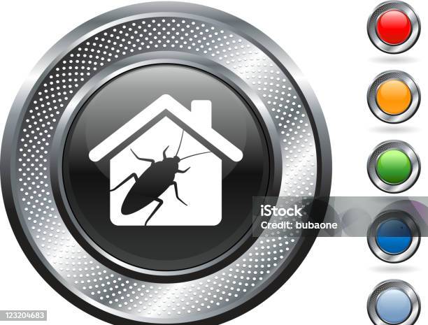 Cockroach Royalty Free Vector Art On Metallic Button Stock Illustration - Download Image Now