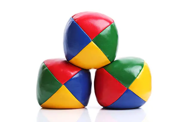 Colorful juggle balls isolated on white background