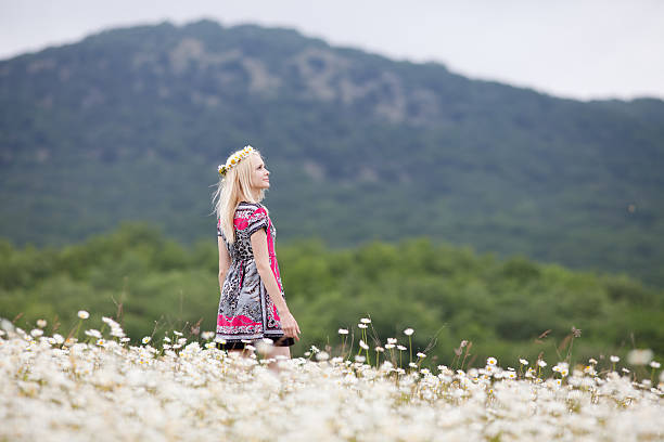 istock Girl on background of mountain 123206501