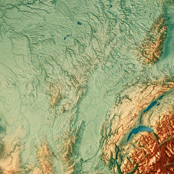 бургонь franche comte 3d рендер топографическая карта цвет - belfort стоковые фото и изображения