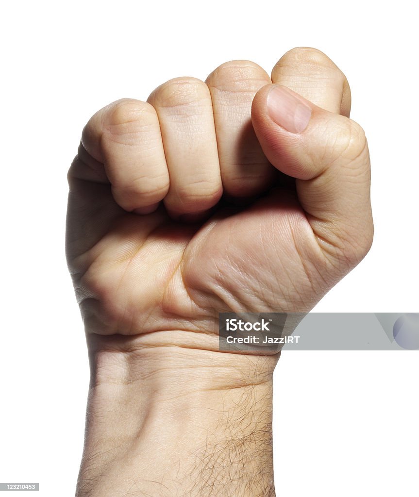 Nahaufnahme der rechten männliche hand heben bis geballte Faust - Lizenzfrei Arme hoch Stock-Foto