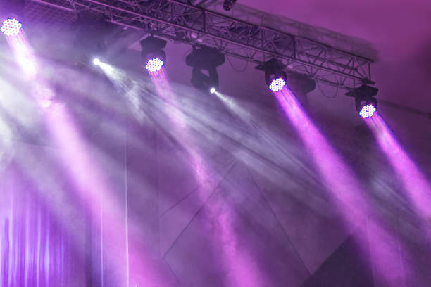 istock Spotlights and laser beams. Concert light. Stage lights. Soffits 1232118706