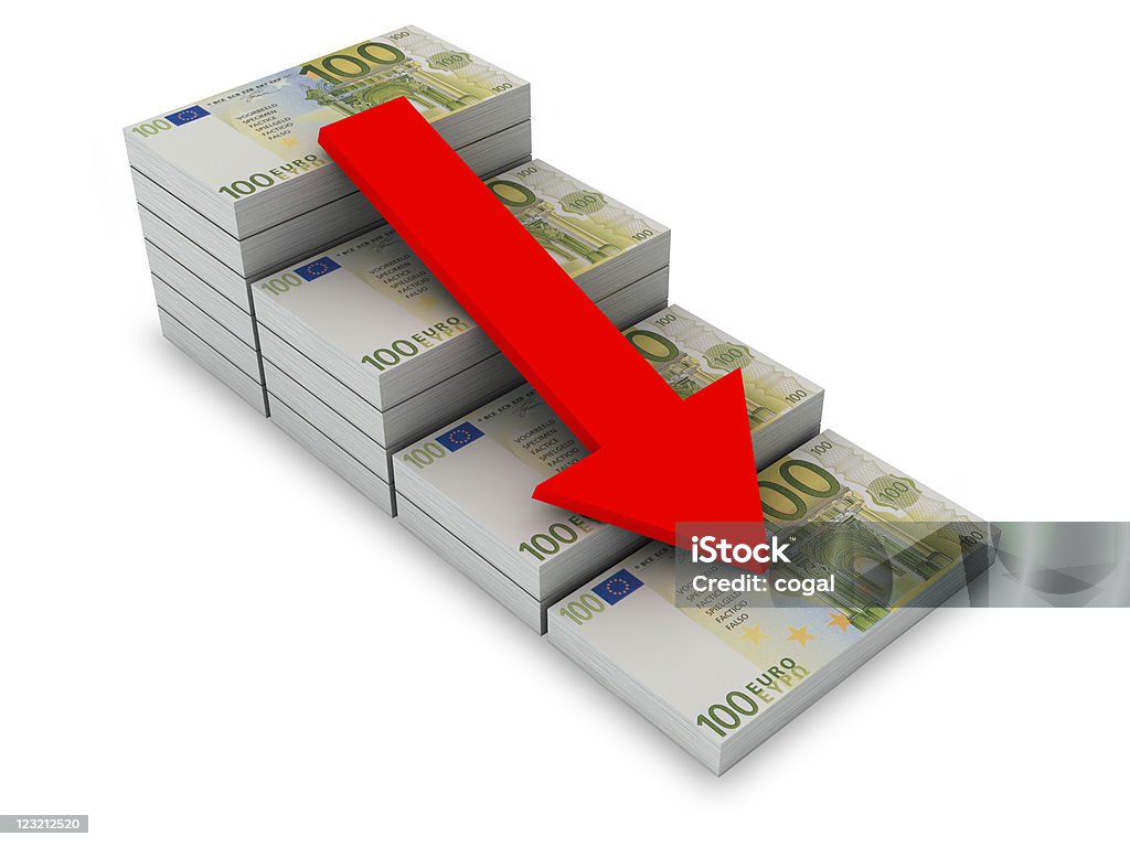 Spadek wartości Euro. - Zbiór zdjęć royalty-free (Banknot)