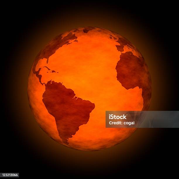 Figurative Image Of Global Warming With Red Globe Stock Photo - Download Image Now - Globe - Navigational Equipment, Heat - Temperature, Planet - Space