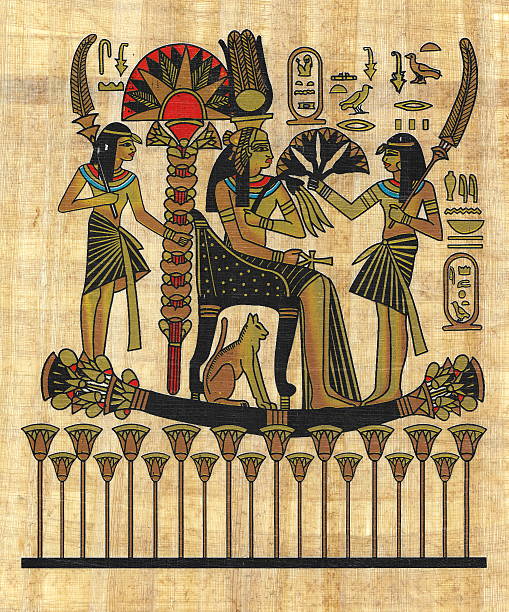 illustrazioni stock, clip art, cartoni animati e icone di tendenza di papiro egiziano antico - cleopatra pharaoh ancient egyptian culture women