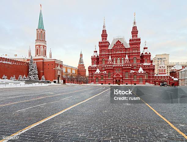 Empty Winter Red Square Moscow Russia Stock Photo - Download Image Now - Red Square, State Historical Museum, Winter