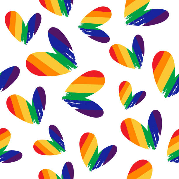 rainbow hearts vector art illustration