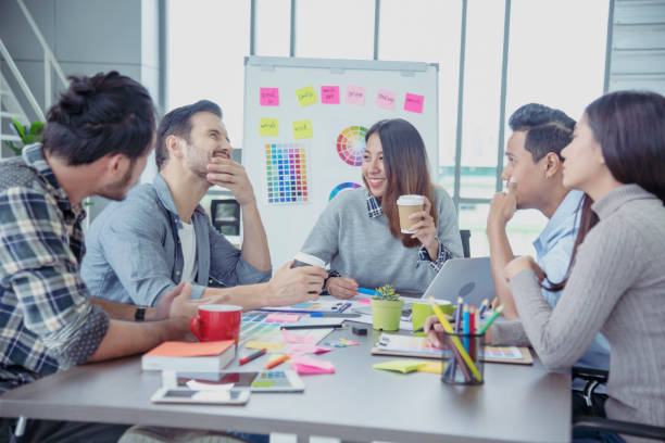 istock Teamwork Concept. Collaboration Team Meeting Communication with Business Teamwork Working Together in Conference Room. Top view of Diversity Partner Business Meeting Trust in Businessman and Team. 1232300680