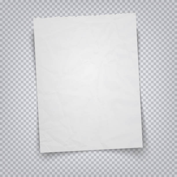 White sheet of paper on a transparent background. Vector illustration realistic A4 sheet with tear-off place White sheet of paper on a transparent background. Vector illustration realistic A4 sheet with tear-off place eps 10 a4 paper stock illustrations