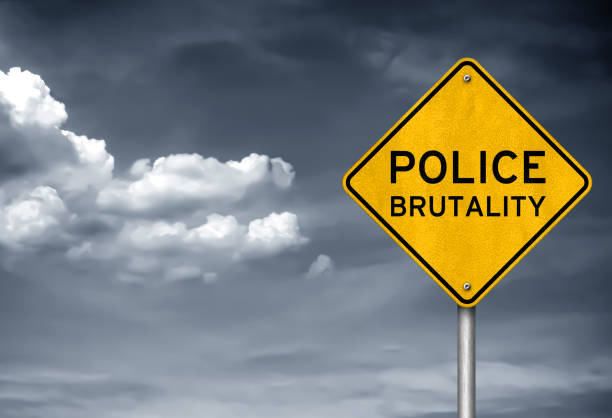 istock Police brutality - roadsign concept 1232334116
