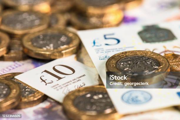 Close Up Of New Uk Currency Stock Photo - Download Image Now - British Currency, Pound Symbol, Savings