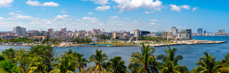 Havana city panoramic and sea view. Captured from Fort of Saint Charles, known as La Cabana in Havana, Cuba in may 2019