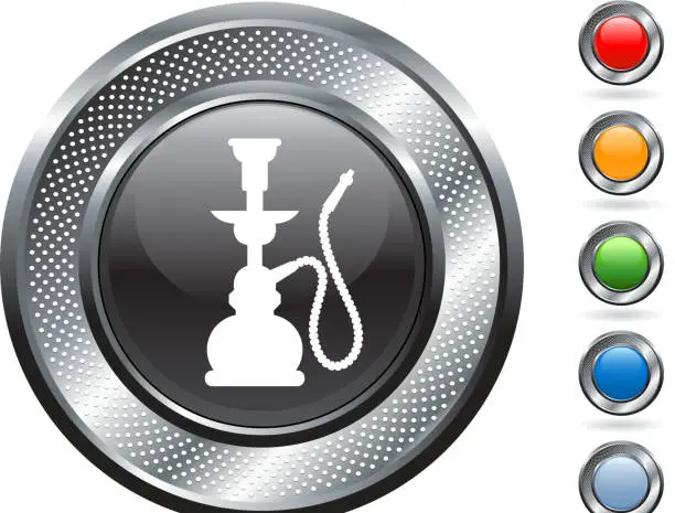 Vector illustration of Smoking hookah royalty free vector art on metallic button