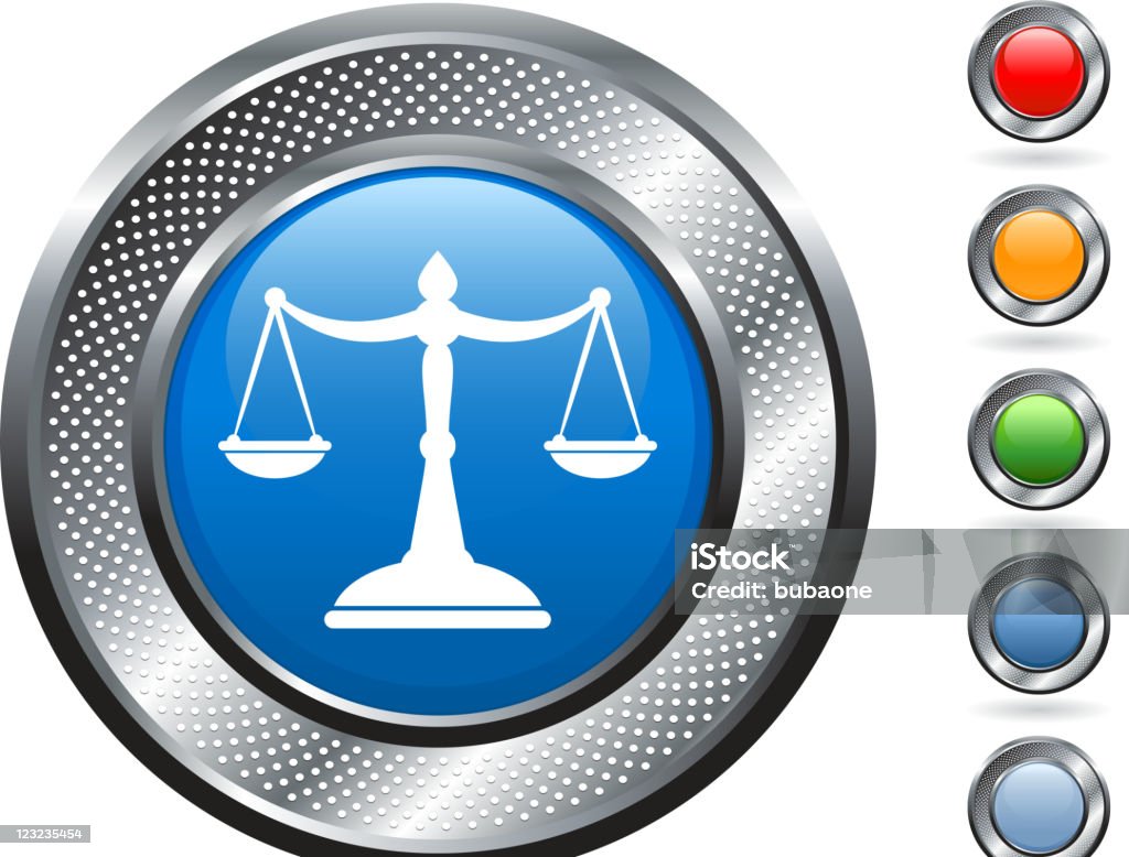 Waage der Gerechtigkeit lizenzfreie Vektorgrafik mit metallic-Knöpfen - Lizenzfrei Biegung Vektorgrafik