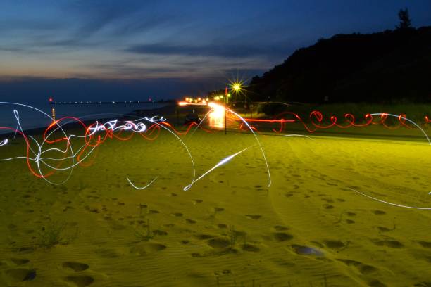 istock Time Exposure Special Effects on Lake Michigan Beach 1232458211