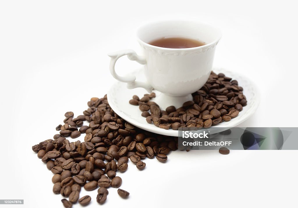 Tasse Kaffee und Bohnen - Lizenzfrei Braun Stock-Foto