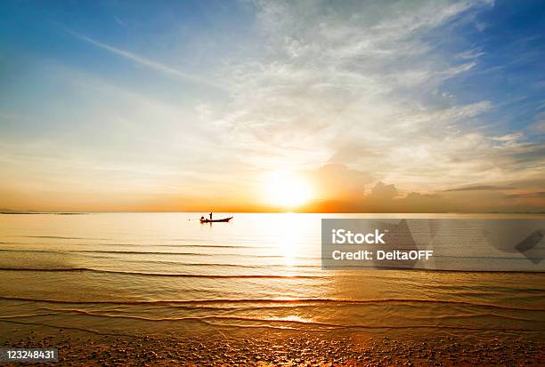 Tropical Colorful Sunset Stock Photo - Download Image Now - Asia, Backgrounds, Beach