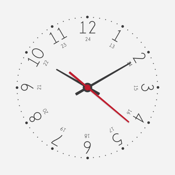 illustrations, cliparts, dessins animés et icônes de visage simple d’horloge isolé sur le blanc - clock clock face clock hand isolated