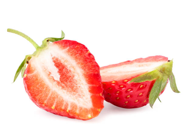 istock Fresh strawberry two halves on a white background. Isolated 1232493355