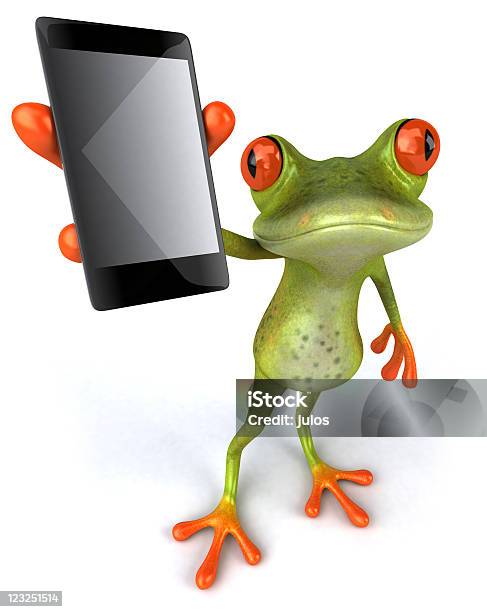 Frog With A Mobile Phone Stock Photo - Download Image Now - Amphibian, Animal, Color Image