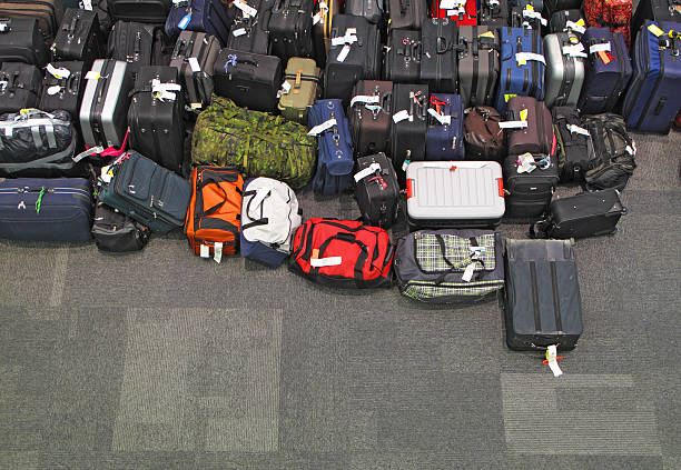 Lost luggage in the airport stock photo