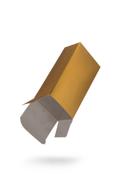istock Small Gold Cardboard Box for perfume or products isolated on white background 1232566071