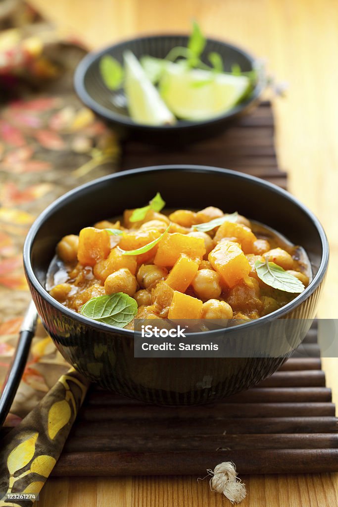 Pumpkin curry Pumpkin curry with chick-peas and mint Butternut Squash Stock Photo