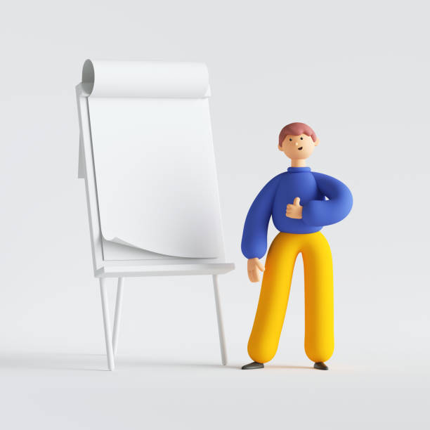 3d Render Man Cartoon Character Conference Speaker Standing Near The  Presentation Board Blank Business Mockup Recommended Information Education  Concept Clip Art Isolated On White Background Stock Photo - Download Image  Now - iStock