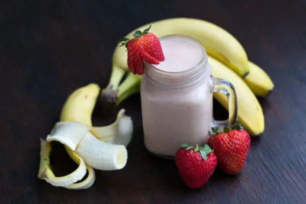 Vegan Banana Strawberry Smoothie.