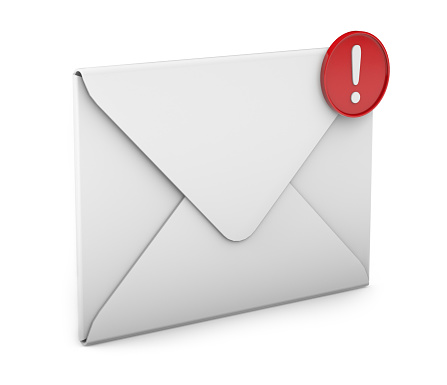 New mail notification isolated on white background.3D Render