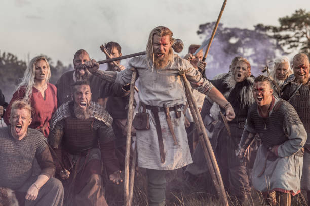 istock An individual viking warrior Jarl outdoors with his guards 1232847755