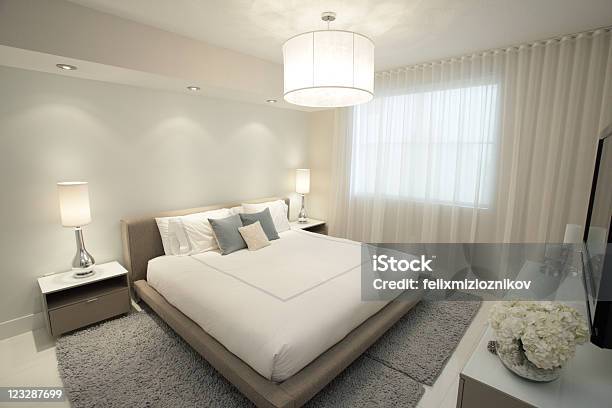 Modern Interior Bedroom Stock Photo - Download Image Now - Apartment, Bed - Furniture, Bedroom