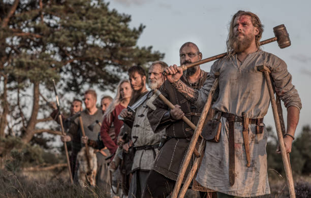 istock An individual viking warrior Jarl outdoors with his guards 1232900751