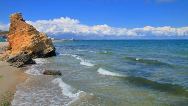 Odessa coast of the Black Sea. In the photo, the Black Sea coast near the city of Odessa. odessa beach stock pictures, royalty-free photos & images