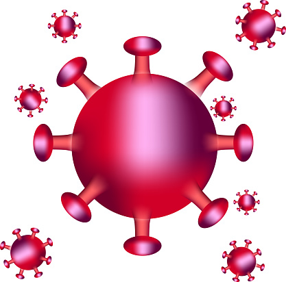 illustration of a red corona virus isolated on a white background