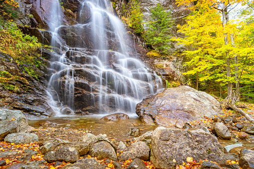 Beaver Meadow Falls near Keene, in the Adirondack Mountains, New York State, USA during Fall.