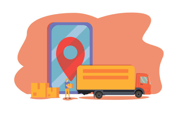 ilustrações de stock, clip art, desenhos animados e ícones de online delivery service concept, online order tracking,logistics and delivery, on mobile vector. illustration - web page illustrations