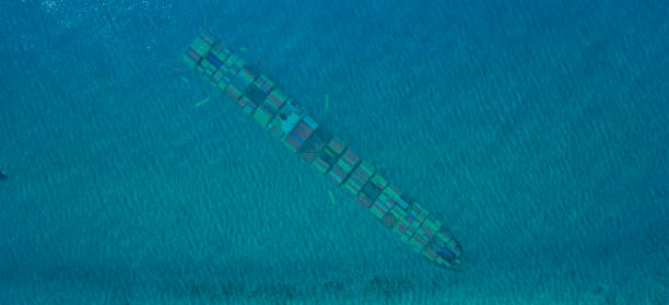 Top view of the cargo ship under sea. Top view of the cargo ship under sea. sunken stock pictures, royalty-free photos & images