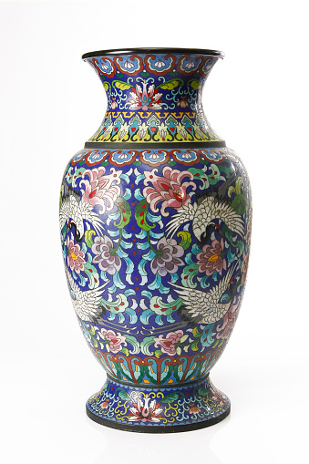 chinese antique vase on the plain back ground