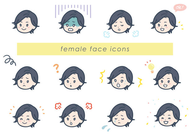 It is a face icon illustration of a woman of various expressions. Vector image. It is a face icon illustration of a woman of various expressions. Vector image. impatient woman stock illustrations